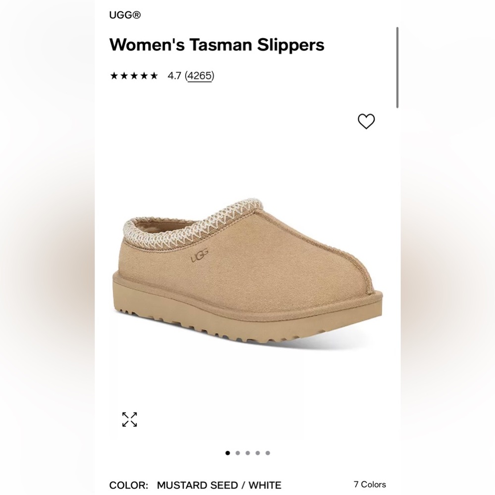 UGG Womens Tasman Mustard Seed US 8 NWT